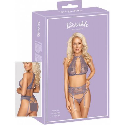 Baby Blue Harness Strap Lace Shoulder Lingerie Set