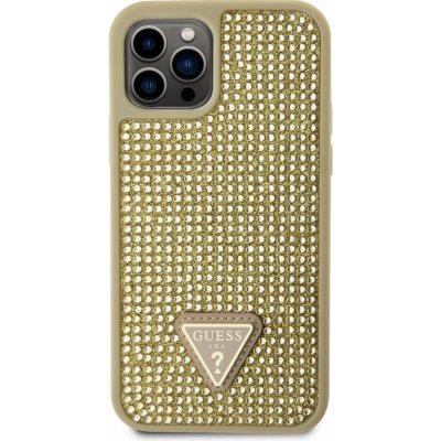 Pouzdro Guess Rhinestones Triangle Metal Logo iPhone 12/12 Pro Gold – Sleviste.cz