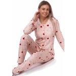 Elegantní dámské pyžamo celopropínací kojící zamilovaná zvířátka teplá pružná bavlna 1B2199 růžová – Zbozi.Blesk.cz