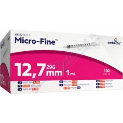 Embecta Micro-Fine U-100 inz.střík. 12,7 mm 1 ml100 ks – Zboží Dáma