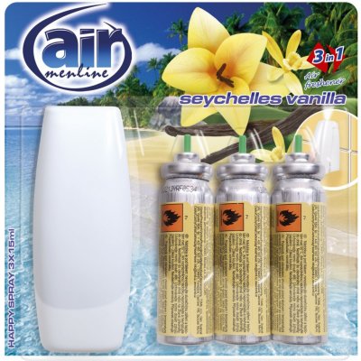 Air osvěžovač spray strojek + Seychelles Vanilla náhradní náplň 3 x 15 ml – Zbozi.Blesk.cz