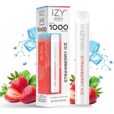 IZY VAPE IZY ONE+ Strawberry Ice 0 mg 1000 potáhnutí – Zboží Dáma