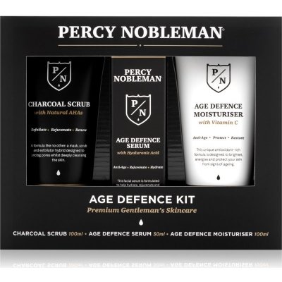 Percy Nobleman Čistící gel na obličej a vousy 75 ml + Hydratační krém na obličej a vousy 75 ml + Bavlněný ručníček dárková sada