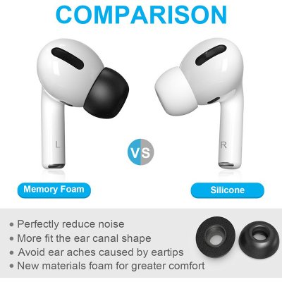 AppleMix Náušníky / špunty pro Apple AirPods Pro - paměťová pěna - 6 párů - černé / bílé - S / M / L