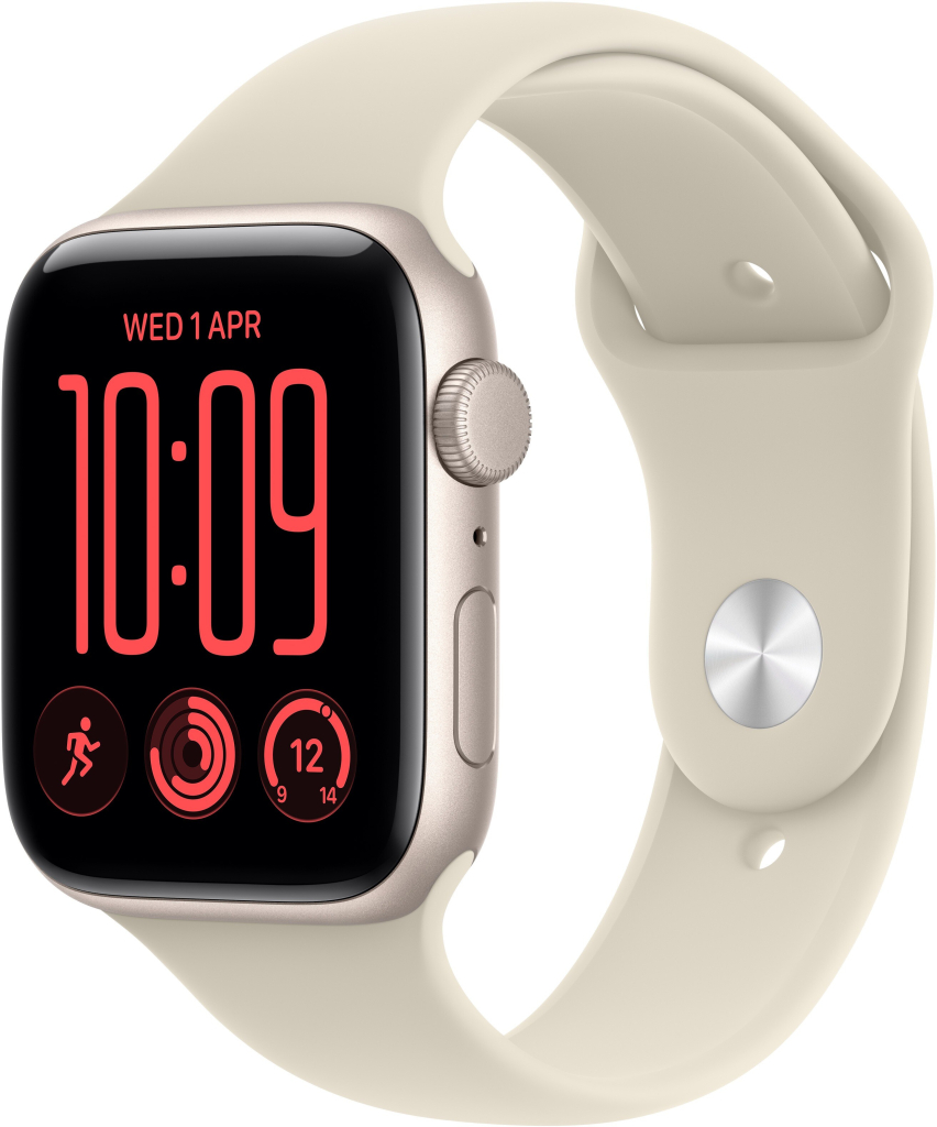 Apple Watch SE 3 44mm Hvězdně bílý hliník s pískovým sportovním řemínkem M/L MJL54MP/A