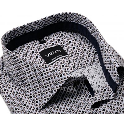 Venti Modern Fit košile s modro-hnědými čtverečky vnitřním límcem manžetou a légou – Sleviste.cz