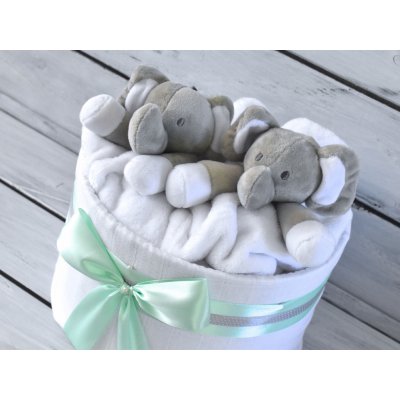 dortNEdort Jednopatrový plenkový dort pro dvojčata Miminko se ještě nenarodilo, Barva dortuNEdortu nebo vzor deky: Mint mašle pro holčičky – Hledejceny.cz