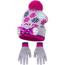 Šedá dívčí čepice a rukavice Frozen