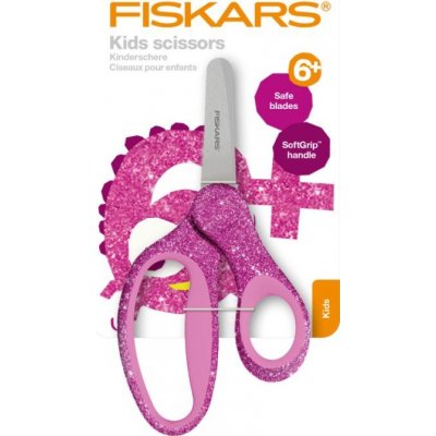 FISKARS Dětské nůžky se zaoblenou špičkou 13 cm - růžové třpytky FISKARS 1064074 – Hledejceny.cz