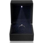 Šperky Eshop krabička na prsteny s LED světlem matná černá čtvercová G29.12