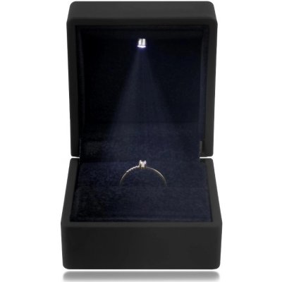 Šperky Eshop krabička na prsteny s LED světlem matná černá čtvercová G29.12 – Zboží Mobilmania