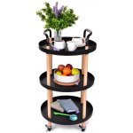 Trolley pojízdný vozík 3patrový multifunkční kulatý regál na kolečkách výška 86 cm černý – Zbozi.Blesk.cz