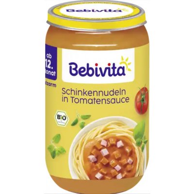 Bebivita Bio nudle se šunkou a tomátovou omáčkou 250 g – Zboží Dáma