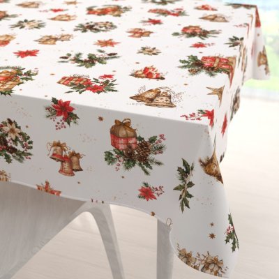 Biante Vánoční bavlna čtvercový ubrus Sandra SA-515 Vánoční hvězdy a ozdoby na bílém 100x100 cm – Zboží Dáma