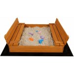 Baby Mix dřevěné pískoviště s poklopem a lavičkami 120x120 cm – Zboží Dáma