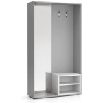 Plan Šatní stěna Border s botníkem a zrcadlem 2 háčky šedá bílá – Zboží Dáma