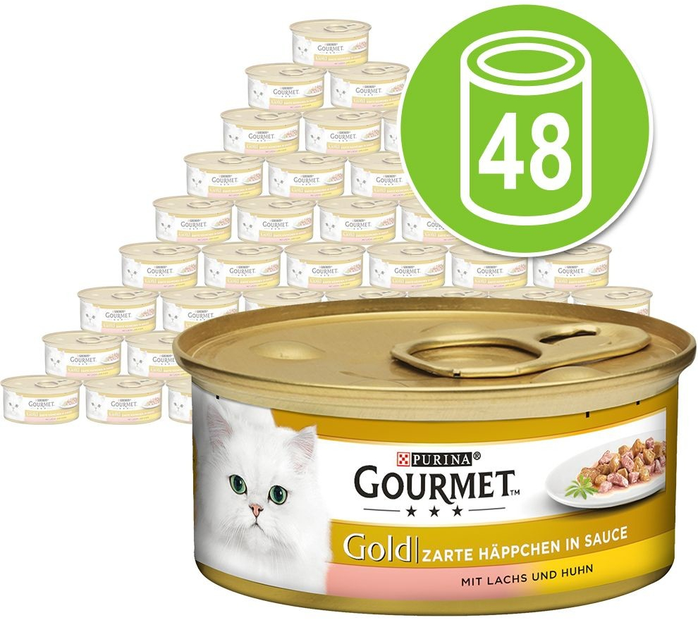 Gourmet Gold jemné kousky losos & kuře 48 x 85 g