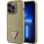 Guess Rhinestones Triangle Metal Logo iPhone 15 Pro Gold – Zboží Mobilmania