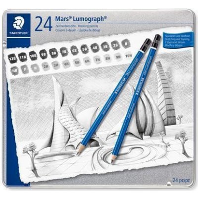Staedtler 365300 grafitové tužky Mars Lumograph 100 24 tvrdostí šestihranná umělecká – Sleviste.cz