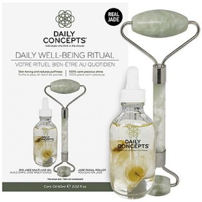 Daily Concepts Daily Well-Being Ritual Daily Jade Facial Roller + Iris Jade Multi-Use Oil 60 ml dárková sada – Zboží Mobilmania
