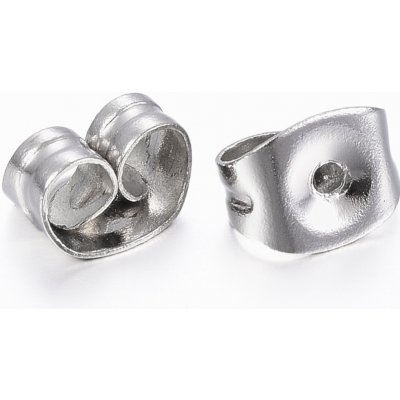 Náušnicová zarážka z nerezové oceli - platinová - 6 x 4,5 x 3,5 mm - 10 ks