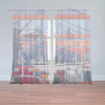 Sablio Záclony Lodě v přístavu: 2ks 150x250cm – Hledejceny.cz