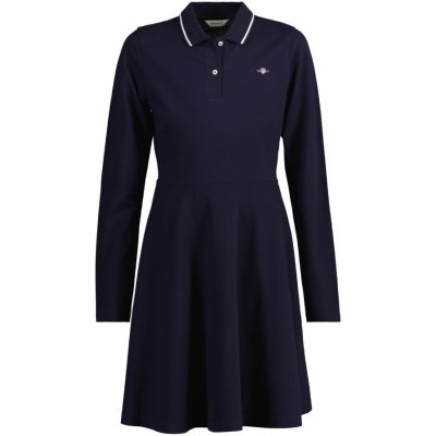 Gant Pique Spin Dress modrá – Zboží Mobilmania