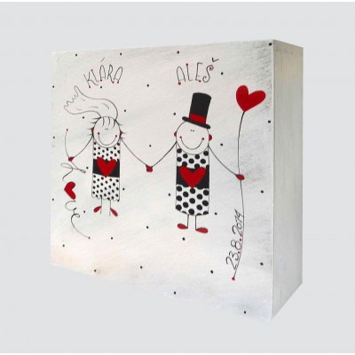 Krabice na čaj velká - bílá - svatební - nevěsta a ženich – Sleviste.cz