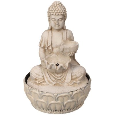 HOMESTYLING Fontána pokojová s LED osvětlením 29 cm Budha béžová – Zboží Dáma