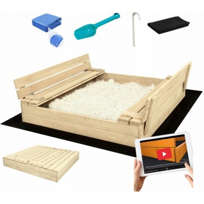 Trendie Dřevěné pískoviště 120x120 cm uzavíratelné – Zboží Dáma