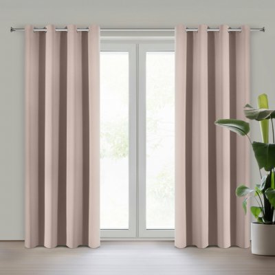 EUROFIRANY ZATEMŇOVACÍ ZÁVĚS NA KROUŽCÍCH ADLEY 135X250 CM PUDROVÁ – Hledejceny.cz