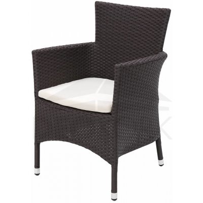 Ratanové křeslo stohovatelné MODENA s polstrem (hnědá) – Zboží Dáma