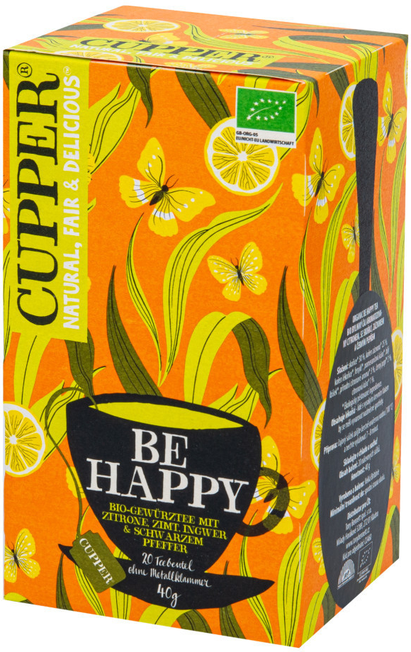 Cupper Bio čaj Gewürztee Be Happy 40 g od 100 Kč Heureka.cz