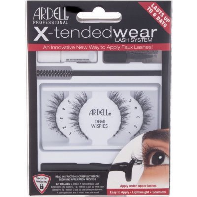 Ardell X-Tended Wear Lash System X-Tended Demi Wispies 1 ks + lepidlo na řasy X-Tended Wear 1 g + aplikátor 1 ks + odstraňovač řas 1 ks + kartáček na řasy 1 ks