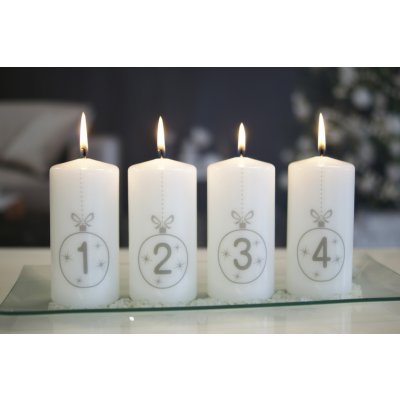 LIMA Adventní sada svíček s čísly vánoční baňky 4 ks