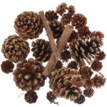 Dekorativní sada 28ks šišky a dřívka, glitr.zlatá – Zboží Dáma