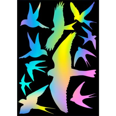 Silueta dravce - z holografické fólie fantazy rainbow - arch 30 x 40 cm, 11 dravců Dravci - Holografická samolepící fólie - 11 dravců na archu 30 x 40 cm, Kód: 25125 – Zbozi.Blesk.cz