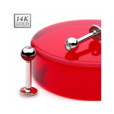 Šperky4U Zlatý piercing do brady - labreta zirkon, Au 585/1000 - ZL01104-1206-WG – Sleviste.cz