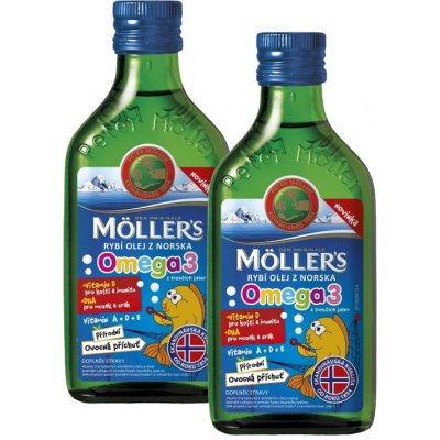 Möllers Mollers Omega 3 Ovocná příchuť 2 x 250 ml