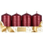 Sada adventních svíček TAURUS metalická bordó škrab. efekt 5 x 9 cm, 4 ks – Hledejceny.cz