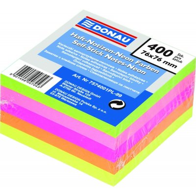 Samolepicí bloček, 76x76 mm, 5x80 lístků, DONAU, neonové barvy – Hledejceny.cz
