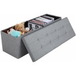 SONGMICS Úložný sedací box čalouněný skládací 110x38 cm šedý – Zboží Dáma