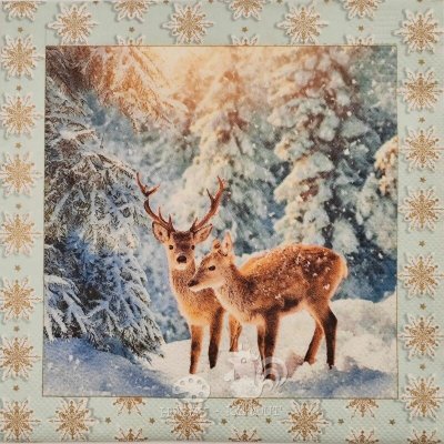 Ubrousek na decoupage vzor 2665 jelen zima les – Zboží Dáma