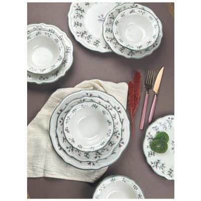 ASIR Porcelánová jídelní sada TERRA 24 krémová s rostlinami 24 ks – Zboží Mobilmania