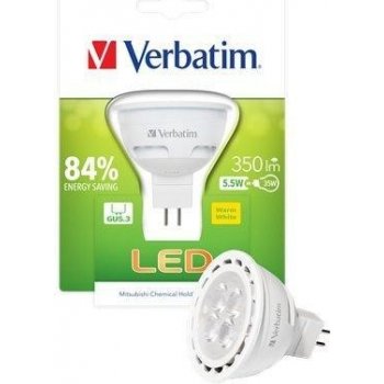 Verbatim LED žárovka GU5.3 5,5W 350lm 35W typ MR16 35° teplá bílá