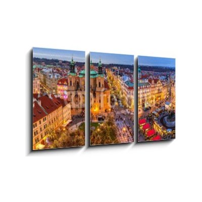 Obraz 3D třídílný - 90 x 50 cm - Panorama of Old Town of Prague at Christmas time. Panorama Starého Města Prahy v době Vánoc. – Zbozi.Blesk.cz