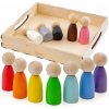 Montessori smyslová pomůcka Ulanik Montessori dřevěná hračka "Peg Dolls" 12 ks