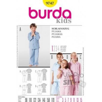 Střih Burda žlutý 9747 - dětské unisex pyžamo – Zbozi.Blesk.cz