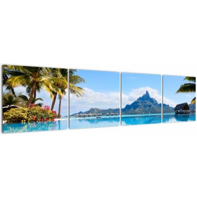 Obraz - Bora-Bora, Francouzská Polynésie, Čtyřdílný 160x40 cm