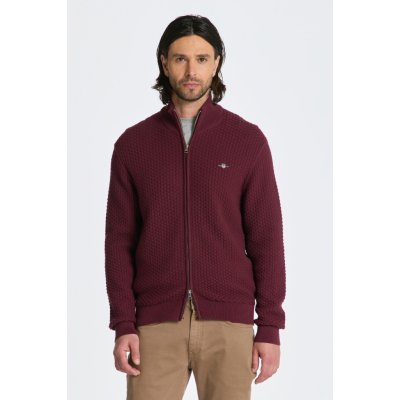 Gant Cotton Texture Zip Cardigan červená – Zbozi.Blesk.cz